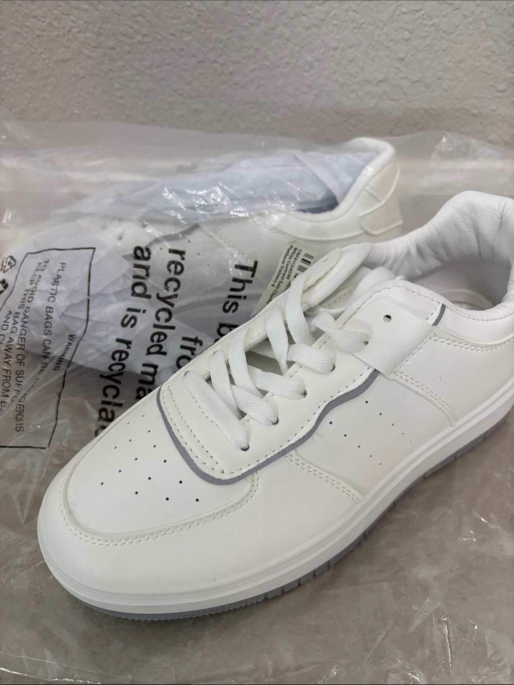White Lace-Up Sneakers